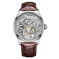 Aesop Tourbillon Mechanical Hand-Wind Wrist Watch Men Sapphire Luminous Tiger Roaring Forest Skeleton Diamond Dial Clock Leather Band Everything Goes Smoothly Invincible