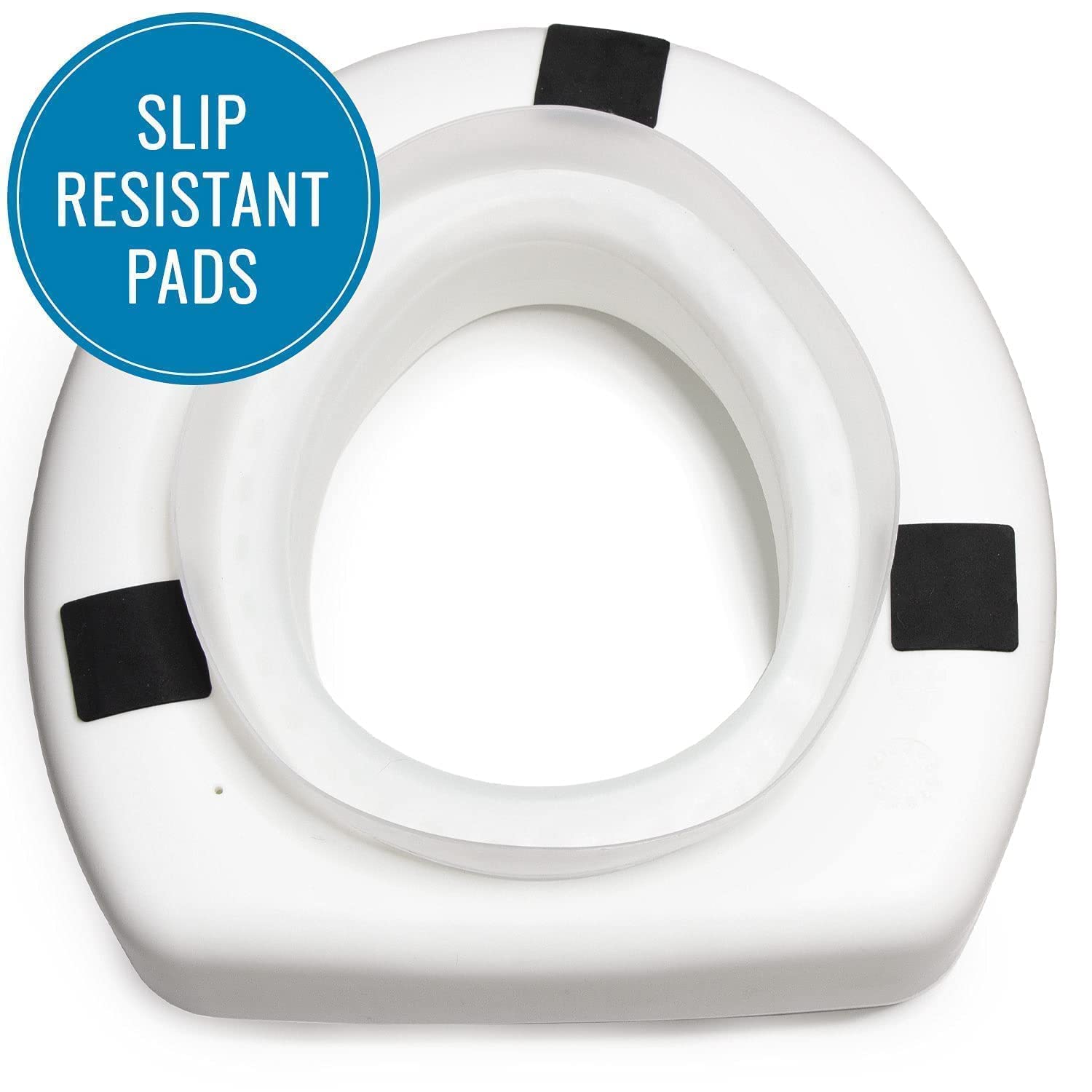HealthSmart Raised Toilet Seat Riser That Fits Most Standard Bowls for Enhanced Comfort and Elevation with Slip Resistant Pads, 15x15x5, FSA & HSA Eligible