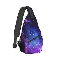 Blue Galaxy Print Crossbody Backpack Shoulder Bag Cross Chest Bag For Travel, Hiking Gym Tactical Use