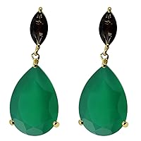 Green Onyx Pear Shape Gemstone Jewelry 925 Sterling Silver Drop Dangle Earrings For Women/Girls | Yellow Gold Plated