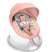 Bioby Baby Swing for Infants to Toddler, Electric Portable Baby Bouncer for 0-6 Months Newborn, Baby Rocker with 5 Swing Speeds and Remote Control, Touch Screen, Bluetooth Music, for Baby 5-20Lb,Pink