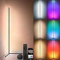 RGBWW Corner Lamp, Color Changing Floor Lamps for Living Room, Compatible with Alexa, Google Home, WiFi APP Remote Control, 2700k-6500k Smart LED 61