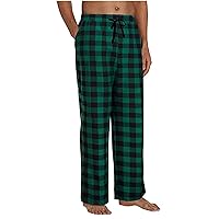 Men's Checked Print Lounge Pants Elastic Waist Wide Leg Pants Comfort Pajama Pant Homewear Full Length Trousers