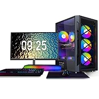 STGAubron Gaming PC Bundle with 24Inch FHD LED Monitor-Intel Core i7 up to 3.9Ghz,GeForce GTX 1660 Super 6G GDDR6,16G RAM,512G SSD,600M WiFi, BT 5.0,RGB Fan x 6,RGB KB&MS&MS Pad,RGB BTSound Bar,W10H64