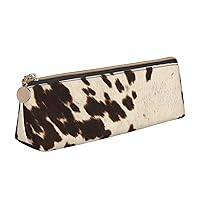 Brown Cowhide Pencil Box, Large Capacity And Sturdy, For Portable Pencil Boxes For Office Organizers, Beautiful Pencil Box With Zipper