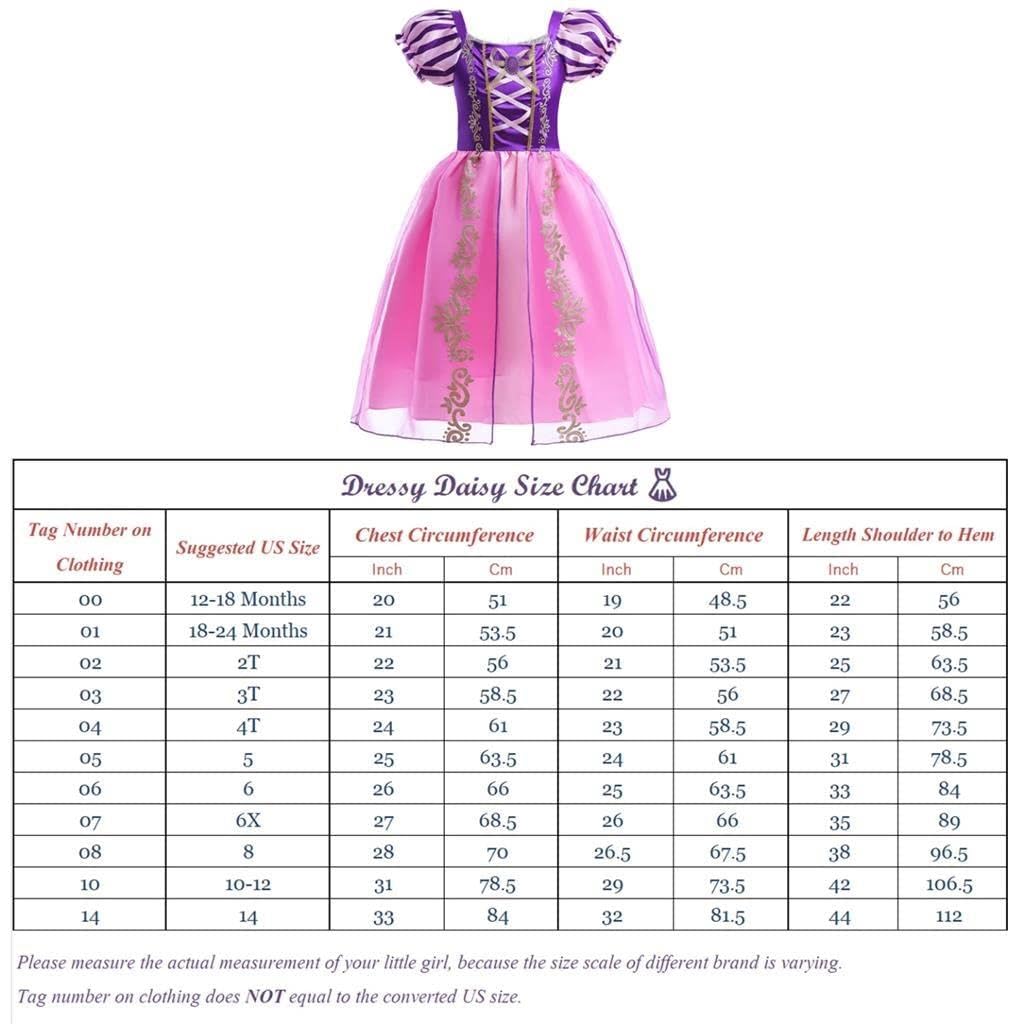 Dressy Daisy Baby Toddler Little Girls Long Hair Princess Fancy Dress Up Costume Halloween Birthday Party Outfit Purple Gown