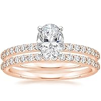 Oval Moissanite Engagement Ring, 1 CT Colorless Stone, Sterling Silver Setting, Bridal Anniversary Ring Gift