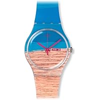 Swatch Women's SUOK706 Blue/Tan Silicone Watch