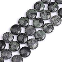 GEM-Inside Natural 20mm Coin Dark Kambaba Jasper Gemstone Loose Beads Energy Stone Handmade Beads for Jewelry Making Jewelry Beading Supplies for Women