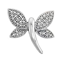 Sterling Silver Diamond Dragonfly Pendant Flawless Finish Nice Diamonds 3/4 inch