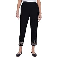 Alfred Dunner Women's Plus-Size Embroidered Denim Ankle Pant