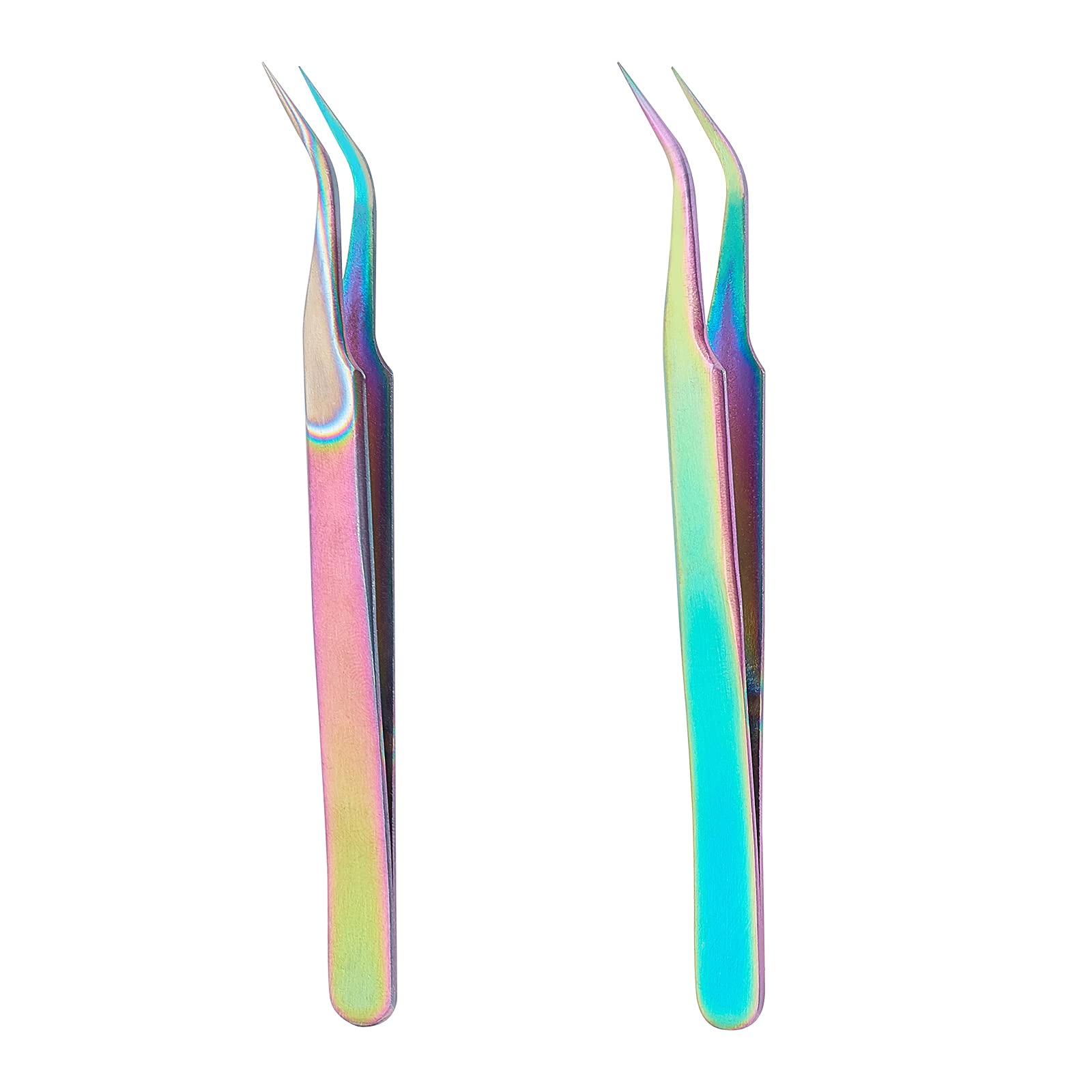 UNICRAFTALE 2pcs Stainless Steel Curved Pointed Craft Tweezer Rainbow Sticker Picking Tool Tweezer for DIY Craft Precision Tweezers Jewelry Making Electronics and Laboratory Works 12.1x0.95cm