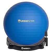 URBNFit Exercise Ball 75cm- Chair - Yoga Fitness Pilates Ball & Stability Base for Home Gym, Office, Pregnancy - Improve Balance, Core Strength & Posture Fitness - Exercise Equipment