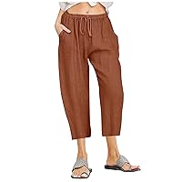 Women Loose Fit Pants Linen Pants for Women Straight Leg Plain Summer Fall Pants 2024 Fashion Y2K