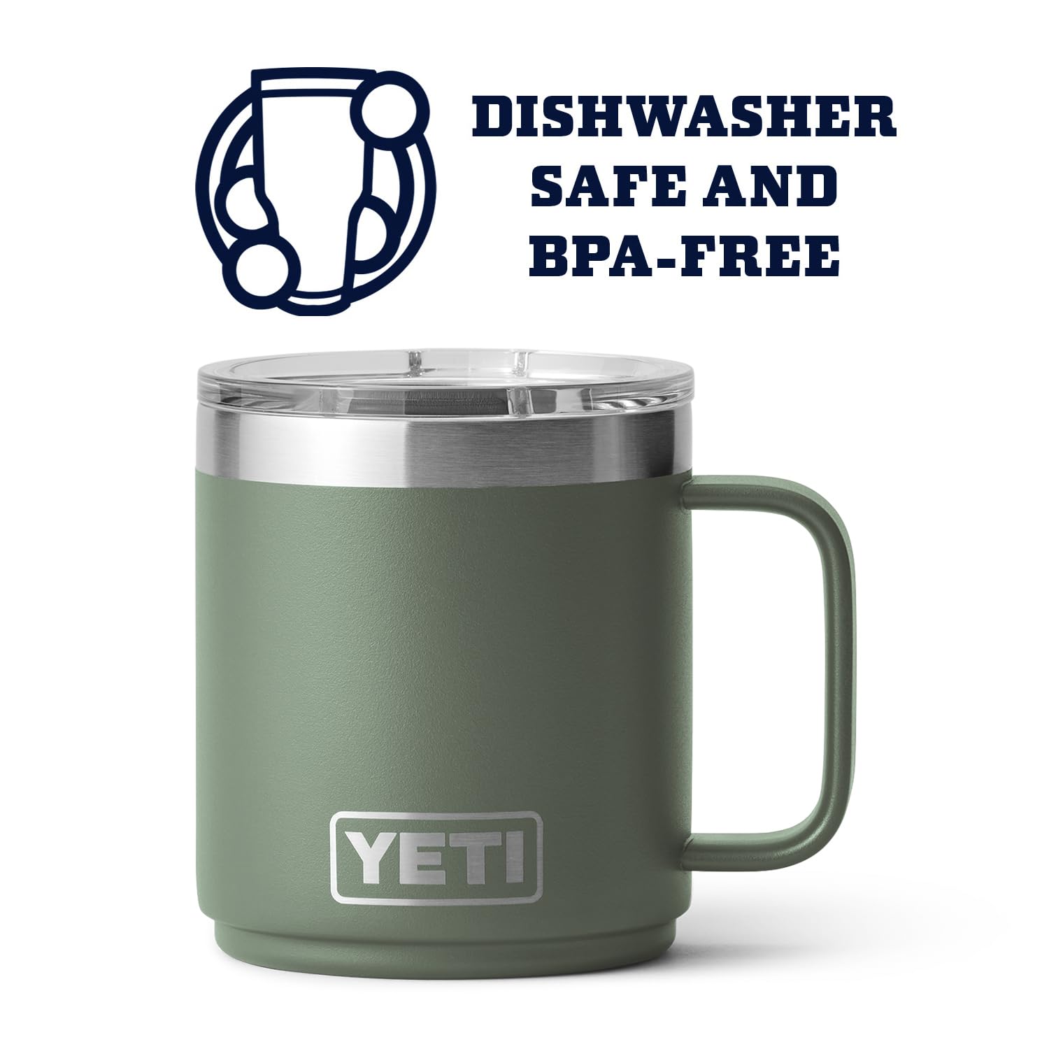 YETI Rambler 10 oz Stackable Mug, Vacuum Insulated, Stainless Steel with MagSlider Lid, Camp Green