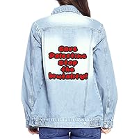 Save Palestine Women's Casual Denim Jacket - Slogan Ladies Denim Jacket - Unique Denim Jacket