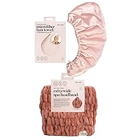 Kitsch Satin Wrapped Microfiber Hair Towel and Spa Headband Bundle with Discount