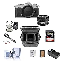 Nikon Z fc DX-Format Mirrorless Camera with Z 28mm f/2.8 Lens Bundle with 64GB SD Card, Shoulder Bag, Wrist Strap, Extra Battery, Charger, Screen Protector, Filter Kit, Cleaning Kit