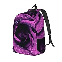 Canvas Backpack For Women Men Laptop Backpack Blooming Rose Flower Travel Daypack Lightweight Casual Backpack