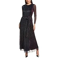 Anne Klein Women's Long Sleeve Crinkle Foil Maxi Dress