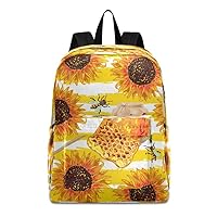ALAZA Honey Sunflower Bees Yellow Stripe Backpack Classic Travel Daypack Casual College School Bags for women men Girls Boys Teens