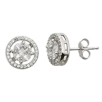 Sterling Silver Round Mulitcut Pave Stud