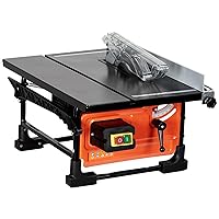 Table Saw for Jobsite, 8-inch 6.7-Amp Copper Motor, Cutting Speed up to 3576RPM, 24T Blade, Compact Portable Table Saw Kit with Sliding Miter Gauge DIY Woodworking and Furniture Making, Orange