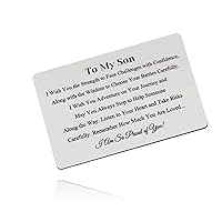 Baipilu Son Wallet Insert Card Inspirational Gifts for Son Engraved Wallet Insert Card Encouragement Son Gift from Mom and Dad Back to School Graduation Christmas Birthday Gifts for Teen Boy