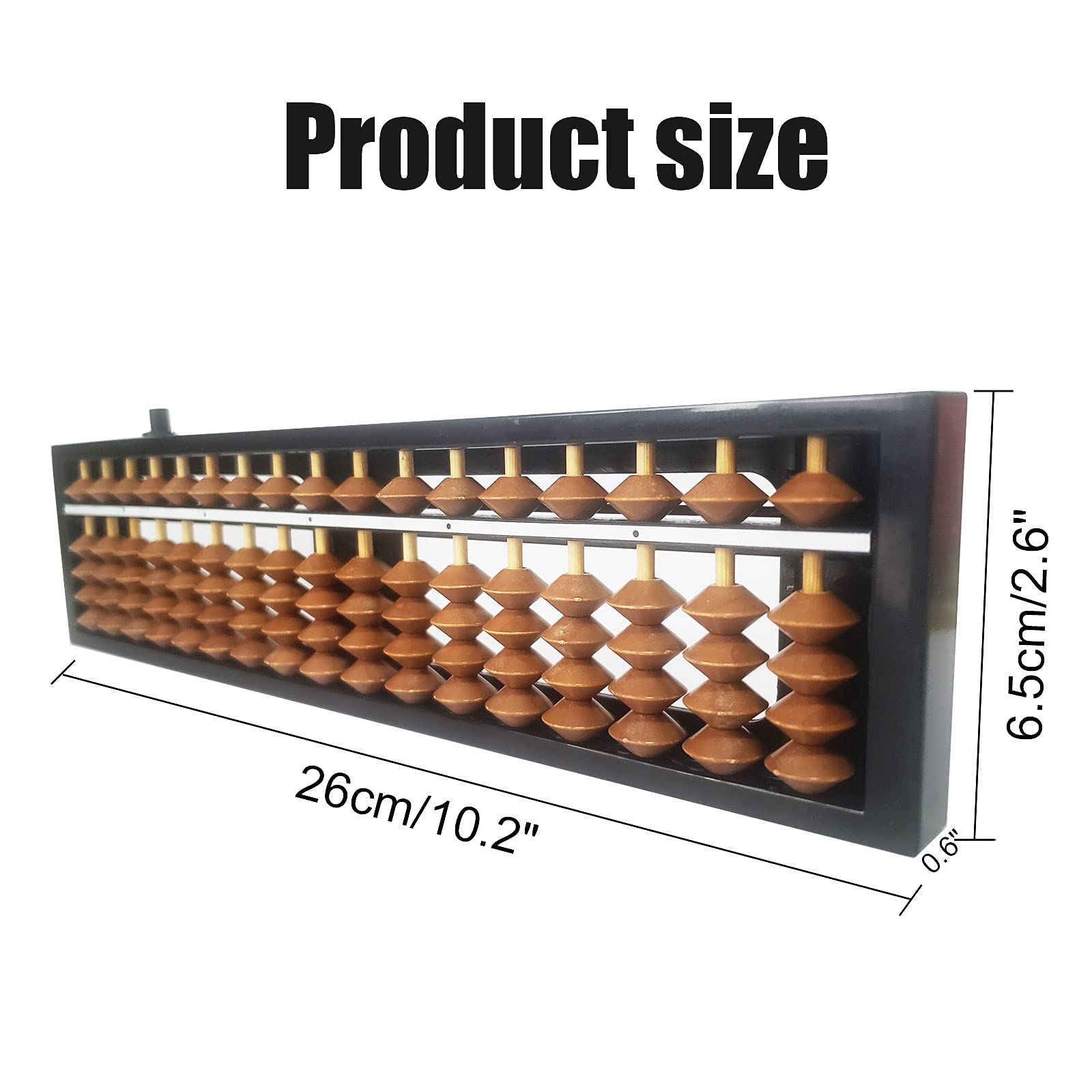 Vaupan Digit Standard Abacus Soroban Professional 17 Column (10.2 inch) Math Abacus, Math Calculating Tool with Reset Button for Adults Kids(Brown)