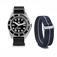 San Martin Dive Watches for Men SN0123G + 20mm Hook and Loop Fasteners One Piece Watch Band Blue