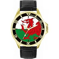 Welsh Flag Mens Wrist Watch 42mm Case Custom Design