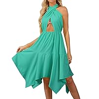 Deals of The Day Clearance Prime, Cut Out Dresses Women Sexy, Beach for, Skirts, Womens High Waisted Hollowed Backless Irregular Skirt (M, Green)
