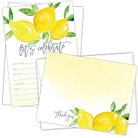 Lemon Invitations and Thank You Cards (50 Sets/100 Pcs Total)