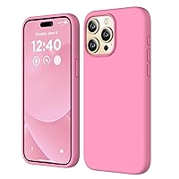 Compatible with iPhone 15 Pro Max Case, Liquid Silicone Case, Full Body Shockproof Protective Cover Slim Thin Phone Case with Soft Anti-Scratch Microfiber Lining, 6.7 inch- Tender Pink