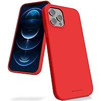 GOOSPERY Liquid Silicone Case for iPhone 12 Pro Case, iPhone 12 Case (6.1 inches) Silky-Soft Touch Full Body Protection Shockproof Cover Case with Soft Microfiber Lining (Red)
