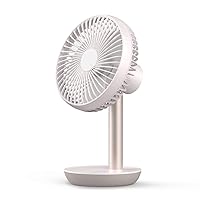 LUMENA N9-STAND2 USB Desk Fan with Stand, 2-Step Timer Personal Fan with 4 Adjustable Speeds, Battery Level Check, Cooling Electric Fan for Office and Home [Sand Stone]
