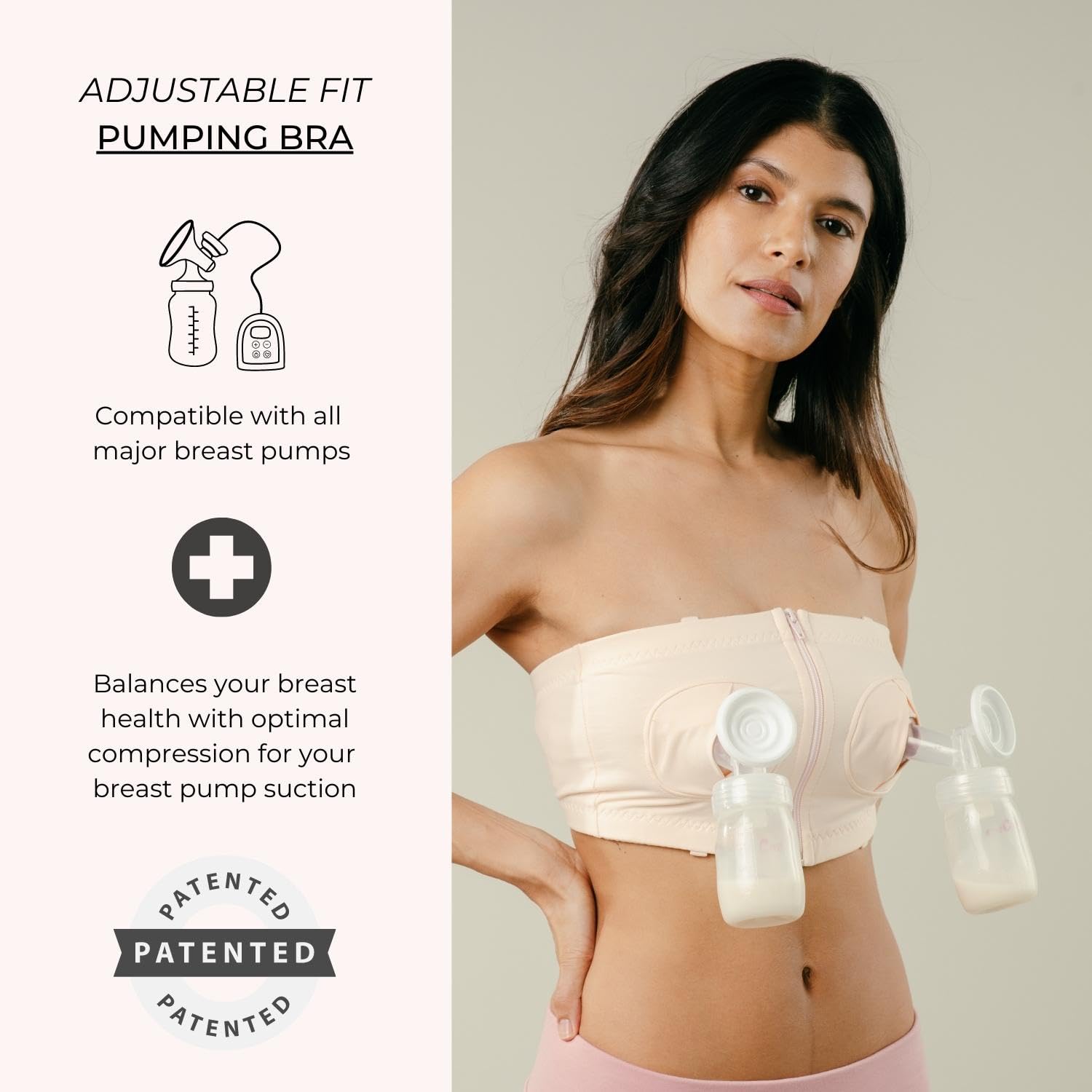Simple Wishes Hands-Free Pumping Bra - Comfortable, Adjustable, Customizable - Converts Nursing Bra or Maternity Bra to Breast Pump Bra - Bra for Breastfeeding Pumps for Women - XS/L - Pink