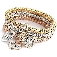 Unique Women's Love heart Diamond Chain Bracelet & Bangle