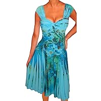 Plus Size Women Empire Waist Blue Cocktail Cruise Dress Made in USA
