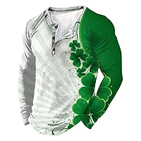 St Patricks Day Shirt Men Big and Tall Polo Shirts for Men Short Sleeve 3D Shamrock Print Zipper Golf Sweatshirts