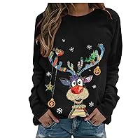 Merry Christmas Sweartshirt for Women Snowflakes Turtleneck Long Sleeve Blouse Wintertime Loose Pullover Sweater