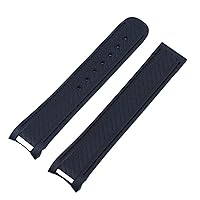 20mm Rubber Watch Band for Omega Strap Seamaster 300 AT150 Aqua Terra Ultra Light 8900 Steel Buckle Watchband Bracelets (Color : Blk blk, Size : Silver Buckle)