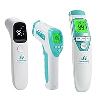 3-Pack Amplim W2 AE2 CA3 Non-Contact Touchless Infrared Digital Forehead Thermometer for Adults and Babies
