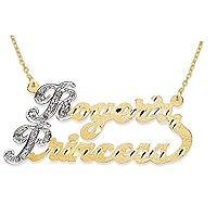 RYLOS Necklaces For Women Gold Necklaces for Women & Men 14K Yellow Gold or White Gold Personalized Diamond 2 Name Nameplate Necklace 20MM Special Order, Made to Order Necklace