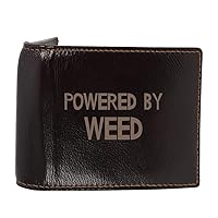 Powered By Weed - Genuine Engraved Soft Cowhide Bifold Leather Wallet