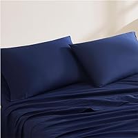 Luxury Cotton 144 Thread Count Organic Cotton King Pillowcases, Set of 2, Navy
