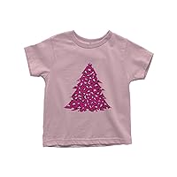 Threadrock Girls Hot Pink Leopard Print Christmas Tree Toddler T-Shirt