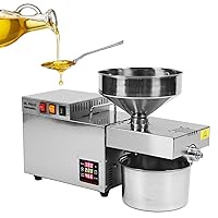 Automatic Oil Press Machine, Intelligent Temperature Control Press Oil Maker, Stainless Steel Oil Expeller Machine for Household Use (US Plug 110V)