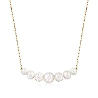 Ross-Simons 5-9mm Graduated Cultured Pearl Bar Necklace in 14kt Yellow Gold. 18 inches