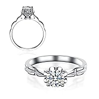 Solid 10K 14K 18K Gold 0.5ct Moissanite Engagement Ring for Her Set, Solitaire Wedding Ring for Women Bridal